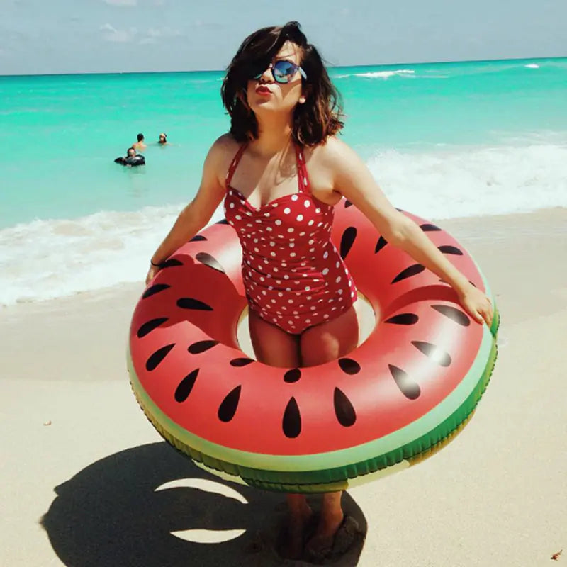 Adult Watermelon Swim Ring - Thick Inflatable Pool Toy